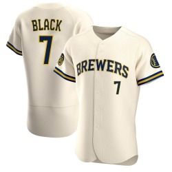 Tyler Black Milwaukee Brewers Men's Authentic Cream Home Jersey - Black