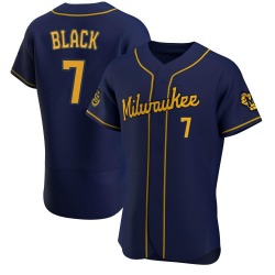 Tyler Black Milwaukee Brewers Men's Authentic Navy Alternate Jersey - Black