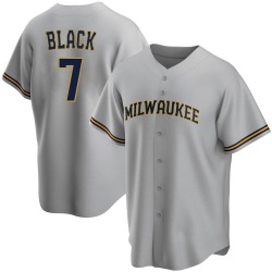 Tyler Black Milwaukee Brewers Men's Replica Gray Road Jersey - Black