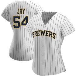 Tyler Jay Milwaukee Brewers Women's Replica /Navy Alternate Jersey - White