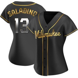 Tyler Saladino Milwaukee Brewers Women's Replica Alternate Jersey - Black Golden