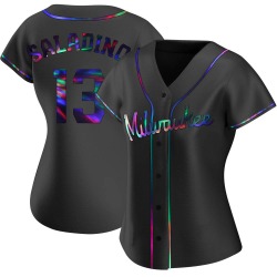 Tyler Saladino Milwaukee Brewers Women's Replica Alternate Jersey - Black Holographic